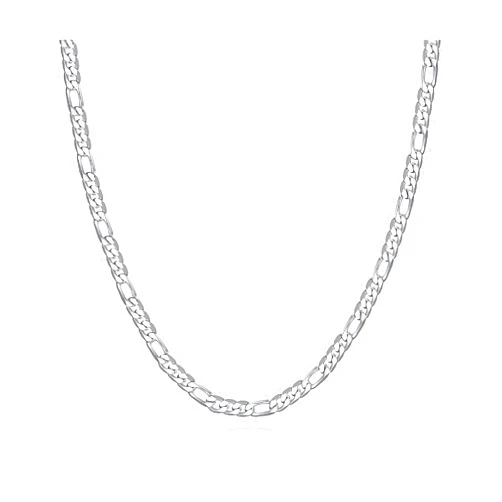 Waitsoul 925 Sterling Silver Figaro Chain Lobster Clasp 3mm/4mm/5mm Diamond Cut Figaro Link Chain Necklace for Women Men 16-30 Inches
