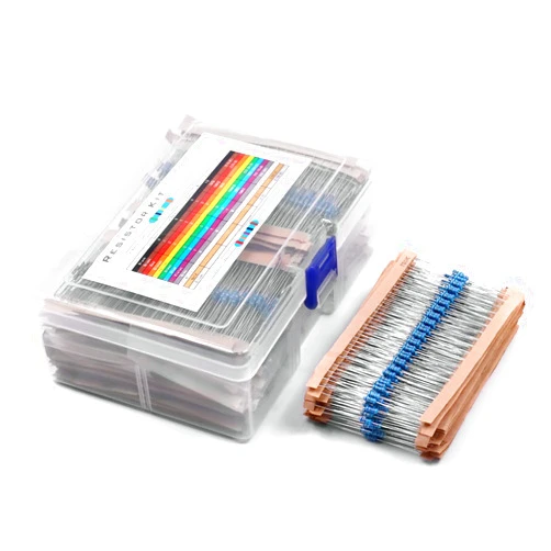 MelkTemn 2600Pcs 130 Values Resistor Kit 1/4W, 1 Ohm-3M Ohm RoHS Compliant MelkTemn Resistor Assortment Kit Metal Film Fixed 1% Electrical Resistors Set Assortment Resistance Optional 100% New