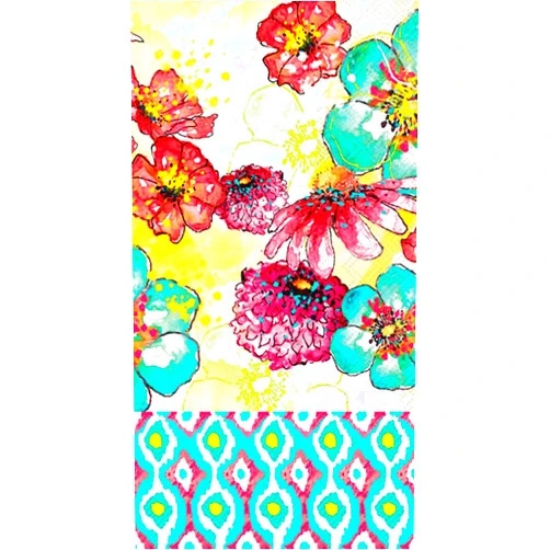 Boston International IHR 3-Ply Paper Napkins, 16-Count Guest Size, Breezy Blooms