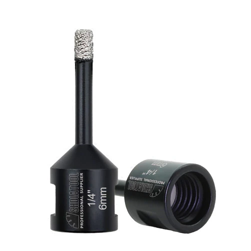 SHDIATOOL Diamond Core Drill Bits 2PCS 1/4 Inch for Porcelain Ceramic Tile Marble Brick Vacuum Brazed Hole Saw 6mm