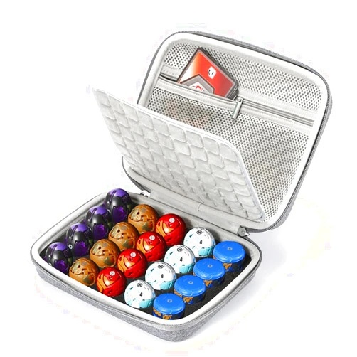 RAIACE Hard Carrying Case Compatible with Bakugan Figures, BakuCores and Small Dolls, Toy Organizer Storage Box with Mesh Pocket. (Case Only)-Gray(Gray Lining)