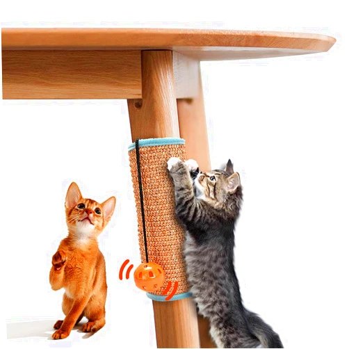 Nicck Cat Scratching Post, Cat Scratch Post Made of Natural Sisal Wrapped Around The Legs of Tables and Chairs, with Interactive Ball Toys