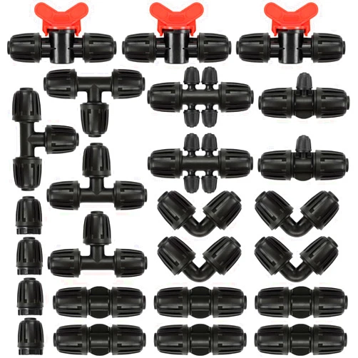 Aquzhou 25 Pieces 1/2 Inch Drip Irrigation Fittings Kit, 1/2'' Drip Line Anti-Drop Barbed Locked Nut Connectors for Drip Irrigation System 1/2 Inch Drip Irrigation Tubing