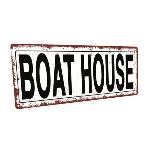 Homebody Accents Boat House Metal Street Sign, Rustic, Vintage