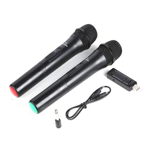 NOALED microphone 2pcs Smart Wireless Microphone Professional Karaoke Singing Handheld Mic with Portable USB Receiver for Karaoke Speech Loudspeaker Cordless microphone (Color : 1 pc USB) (2 pcs Wireless )