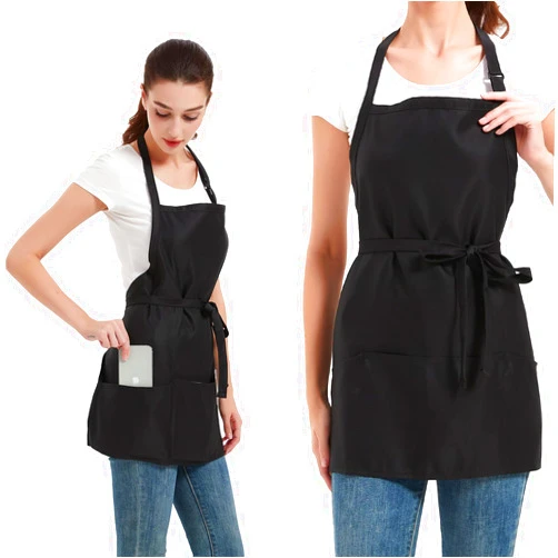 Yloxuf Aprons for Women with 3 Pockets, Cooking Apron with Waterproof Coating, Chef Apron Adjustable Neck Strap