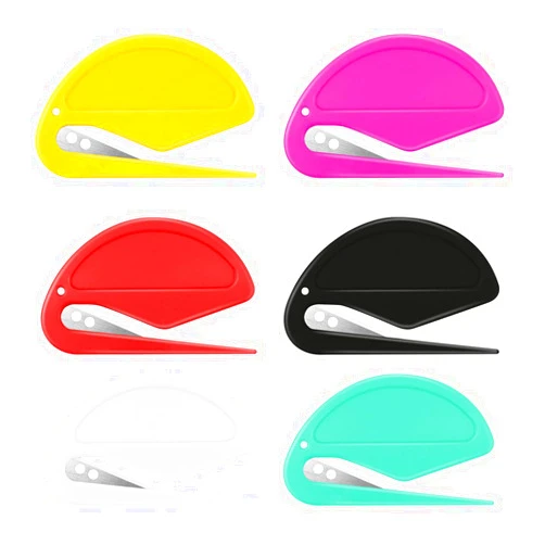 TKYPZY 6 Pack Letter Opener Envelope Slitter Envelope Openers Tool with Sharp and Efficient Blade Mail Openers Set Open Envelopes Paper Package Box with Ease (Black White Red Yellow Green Rose Red)
