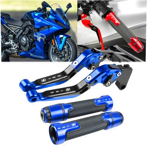 HUANGCJCJ for GSX-8R GSX8R GSX 8R 2024 Adjustable Folding Scooter Brake Clutch Lever Handle gsx-8r 2023-2024 Motorcycle Accessories (Black Blue)