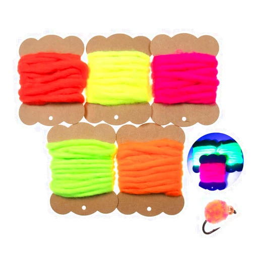 GREATFISHING 5 Colors Synthetic Fibers Egg Yarn Fly Tying Material for Minnow Bait Samlon Egg Fly Dry Flies Trout Steelhead Fishing Lures