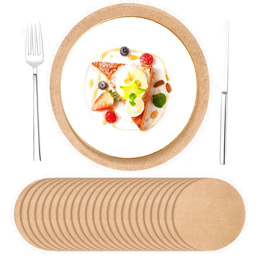 Tchrules 24 Pack Round Burlap Placemats, 11.8″ Jute Rustic Table Placemats Bulk for Charger Plates, Burlap Circle Table Mats for Dining Table, Brown Charger Place Mat for Wedding Dinner Holiday Farmhouse Decor