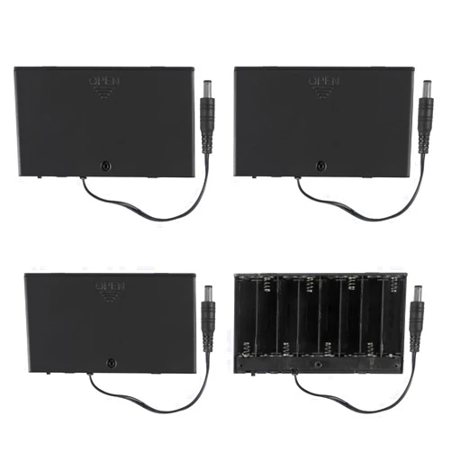 ACEIRMC 4pcs 8x1.5V 12V AA Battery Holder Case Box with DC 5.5x2.1mm Male Connector Wired ON/Off Switch with Cover