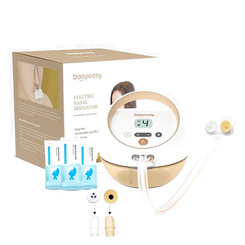 DeepCozy Electric Nasal Irrigation System Sinus Rinse Machine with 30 Salt Packets, Nose Cleaner for Sinus Adult, Nasal Flush System Congestion & Running Nose Relief, Nose Cleaner (Device Auto-Clean)