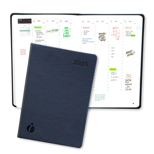 Inamio 24 Hourly Planner 2025 – 24 Hour Weekly and Monthly Appointment Book 2025 – Hardcover, Japanese Design – Minimalist Teacher Planner, Annual Planner with Time Slots – 6 x 8.5