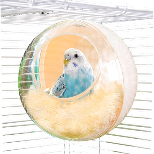 Jevnd Bird Nest for Cage Bite-Resistant, Washable Clear Observation Small Bird House Hanging, Warm Bird Bed Plush Hut, Parakeet Nest to Lay Eggs Breeding Sleeping for Parrot Budgie Love Bird Canary