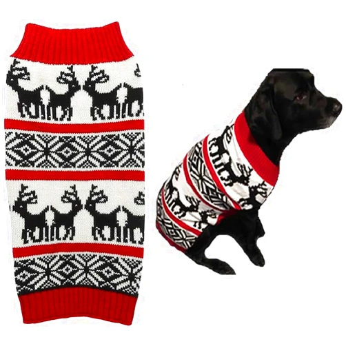 Lanyarco Ugly Dog Christmas Sweaters, Vintage Knit Xmas Reindeer Holiday Festive Pet Clothes Outfit, Christmas Dog Sweater for Large Dogs, X-Large (XL) Size Back Length 20