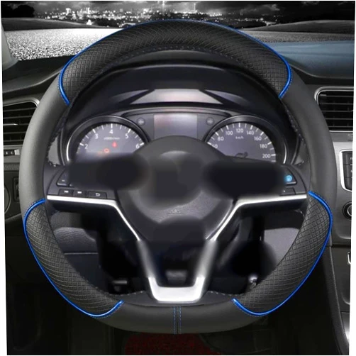 YZCJTGER Steering Wheel Micra Car Steering Wheel Cover Auto Accessories for Nissan for March K10 K11 K12 K13 K14(Color:D Shape Blue8)