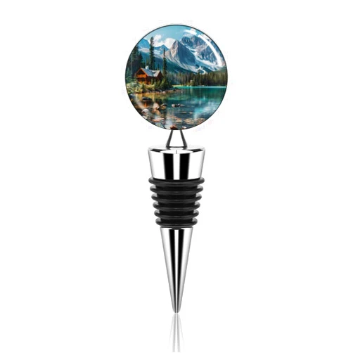 XKAWPC Canada Ohara Lake Yoho National Park Wine Stoppers Zinc Alloy Bottle Stoppers Reusable Beverage Cap Plugs for Home Party