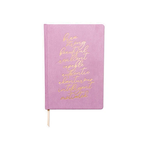 DesignWorks Ink Affirmations Lavender 7.5'' x 10.25'' Jumbo Journal Notebook with Vegan Suede Cover, Gold Accents, Lined Pages, Ribbon Marker for Work, Writing, Journaling (JD80-2028)
