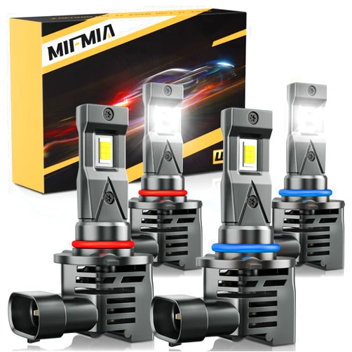 MIFMIA 9005 9006 LED Bulbs Combo, 60000LM 900% Brighter 1:1 Size, Plug-N-Play Wireless 6500K Cool White Backup LED Fog Light Bulbs with Cooling Fan, IP68 Waterproof, Pack of 4