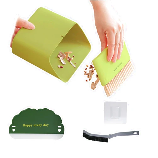Ludehem Mini Dust pan Broom Brush Dustpan with Silicon Squeegee Groove Gap Cleaning Tools 5 Pack, Hand Held Multi-Dust Pan and Brush Set for Home Cleaning, Table, Sofa, Window, Pets etc.