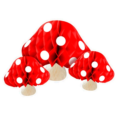 Cadpkler 3 Cadpkler Mushroom Honeycomb Balls - Pulled Paper Lanterns - Party Decorations
