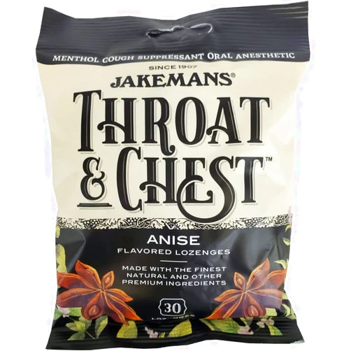 Jakemans Anise Throat & Chest Lozenges Cough Drops – Cough, Sore Throat and Seasonal Distress Soothing Relief – Liquid Drop Shape – 30 Count
