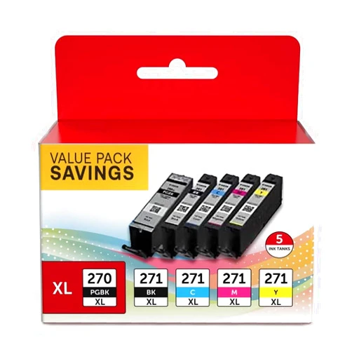 Osir PGI-270XL CLI-271XL 5 Color Value Pack, Compatible for Canon 270 271 Ink Cartridges to use with MG5720 MG5721 MG5722 MG6820 MG6821 MG6822 TS6020 (PGBK, Black, Cyan, Magenta, Yellow)