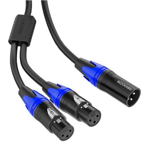 BEZOKABEL XLR Splitter, Premium Balanced 3-Pin Male to 2 Female XLR Y Cable - 10ft