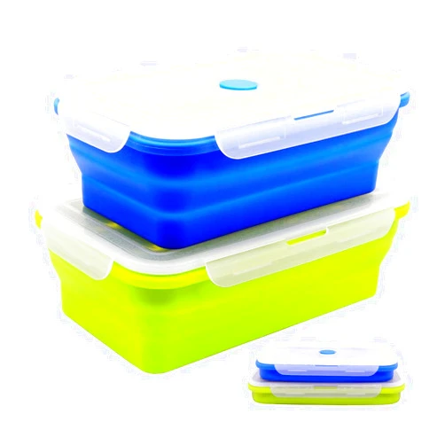 FUSMYE Set of 2 Extra Large Collapsible Silicone Food Storage Containers With Lids,82.8oz + 60.2oz Meal Box For Kitchen,Bento Lunch Boxes, Microwave,Dishwasher and Freezer Safe For Camping