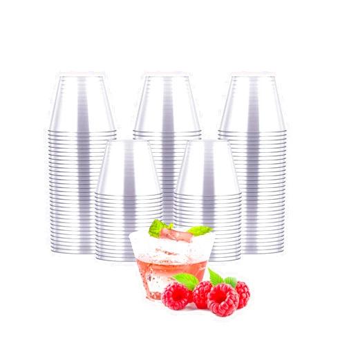 JOLLY CHEF 5 oz 100 Pack Small Clear Disposable Cups, Disposable Plastic Shot Glasses for Parties, Plastic Cocktail Glasses Wedding Tumblers, Perfect for Halloween Thanksgiving Christmas
