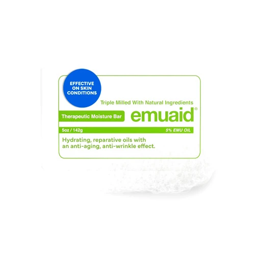 emuaid Therapeutic Moisture Bar, Cleansing Face and Body Bar Soap, Soothes and Repairs Dry, Damaged Skin with 5% Emu Oil, Tea Tree Oil, Argan Oil, Macadamia, & Jojoba, For All Skin Types, 5oz, 1 Pack