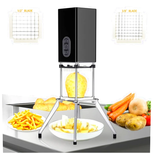 Amliywave Electric French Fry Cutter,Vertical French Fry Cutter with 1/2 & 3/8 Inch Blade,Professional Commercial and Household Automatic Potato Slicer,Electric Vegetable Chopper (Blac