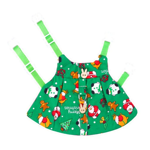 Mogoko Christmas Rabbit Harness with Leash, Cute Green Dress Christmas Costumes and Lead Set for Rabbit Ferret Guinea Pig Kitten Small Animals
