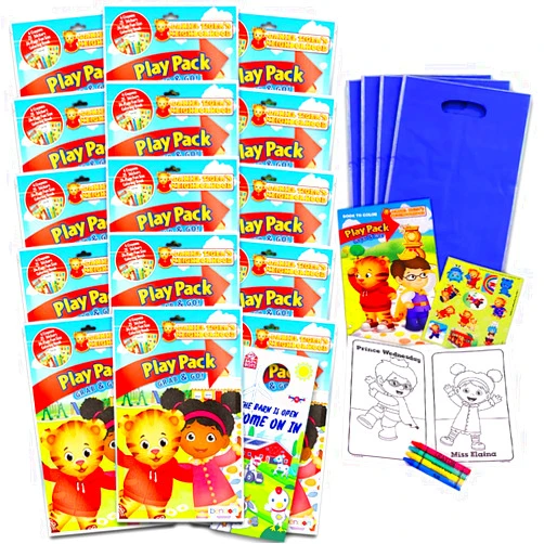 Bendon Daniel Tiger's Neighborhood Party Favors Pack ~ Bundle of 15 Daniel Tiger Play Packs with Stickers, Coloring Books, and Crayons (Daniel Tiger Party Supplies)
