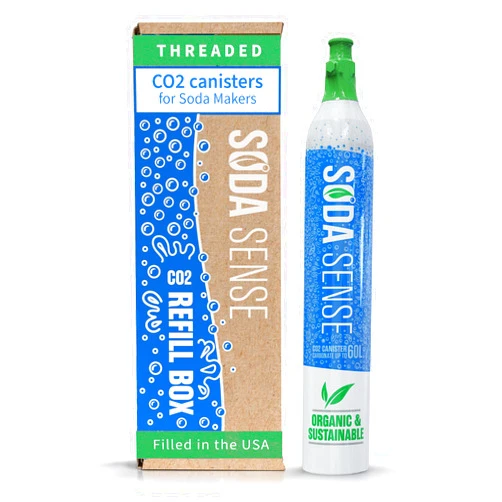 Soda Sense 60L Threaded CO2 Canister Refill, Compatible w/All Threaded 'Screw-In' Soda Makers Including SodaStream [Excludes ART, TERRA & DUO]