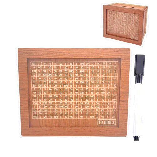DreamCatching Cash Vault Wooden Savings Box, 2024 New Wooden Cash Saver Money Box, Cash Saver Box, Coin Counter Piggy Bank, Money Box with Counter, Wooden Money Box with Money Target and Numbers($10000)