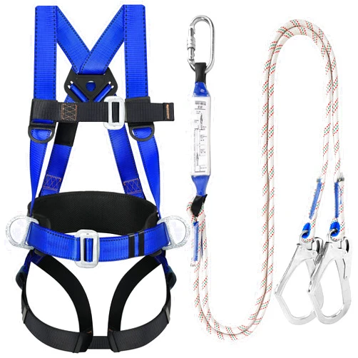 TT TRSMIMA Safety Harness Fall Protection Kit: Full Body Roofing harnesses with Shock Absorbing Lanyard - Updated Comfortable Waist Pad