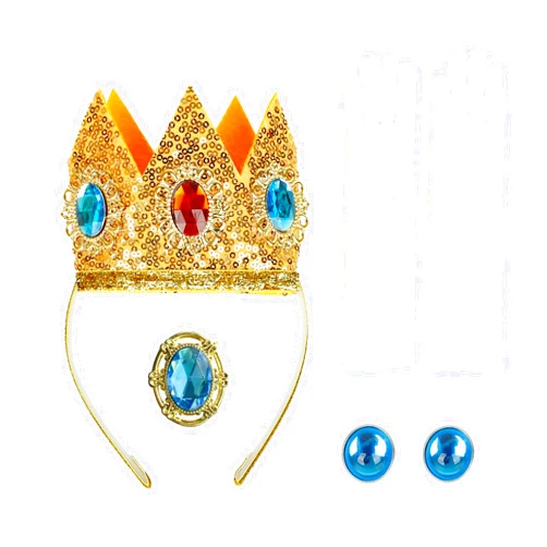 BEAUEXE Princess Crown Accessories Kit 4 PCS Set for Women Girls Princess Costume (Tiara Crown/Earrings/Brooch/Glove)