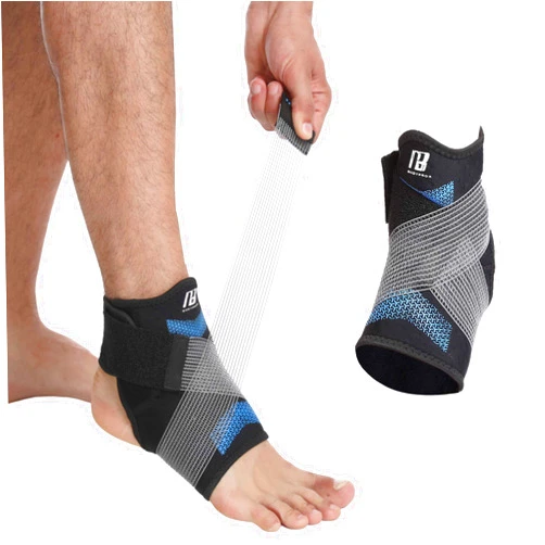 Bodyprox Ankle Brace for Women and Man, Ankle Compression Sleeve, Ankle Support with Adjustable Compression Strap for Sprained Ankle, Injury Recovery and More! (Medium)