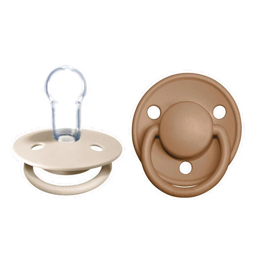 BIBS Pacifiers - De Lux Collection | BPA-Free Baby Pacifier | Made in Denmark | Set of 2 Vanilla/Dark Oak Color Premium Soothers | Size One Size