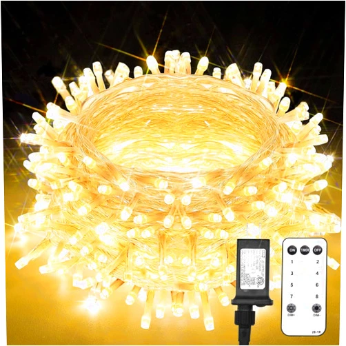 suddus Indoor String Lights with Remote, Warm White Christmas Lights Plug in with Timer, 33ft 100 LED Twinkle Fairy Lights for Bedroom Dorm Xmas Tree Wreath Wedding Garden Party Outdoor Decorations