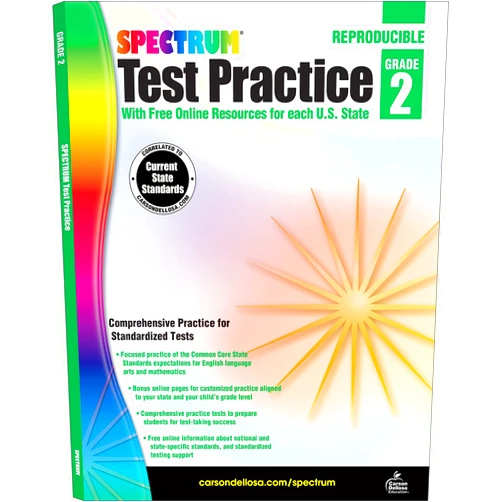 Spectrum,Carson Dellosa Education Spectrum Test Prep Grade 2 Workbook, Ages 7-8, Reading Comprehension, Language Arts & Math Workbook, Grammar, Vocabulary, Addition, Subtraction, Writing Practice Tests, 2nd Grade Test Prep Workbook