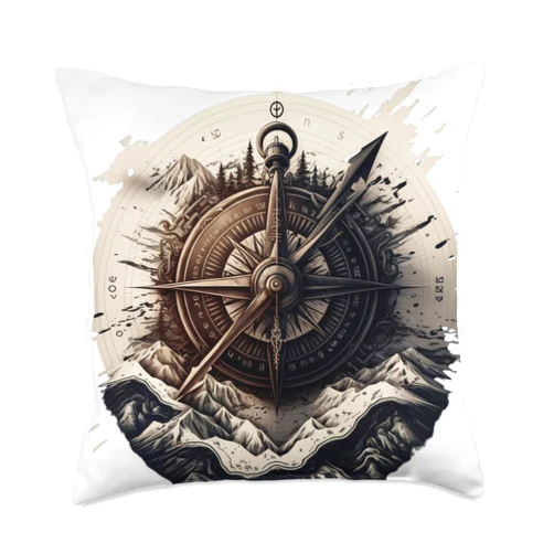 Segeln Kapitän Schiff Boot Taufe Geschenk Kompass Artistic Nautical Sailing Compass in sea Look Throw Pillow, 18x18, Multicolor