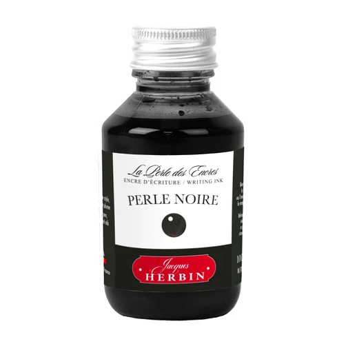 Jacques Herbin Fountain Pen Ink, 100 ml Plastic Bottle, Perle Noire (Rich Purple-Black Ink)