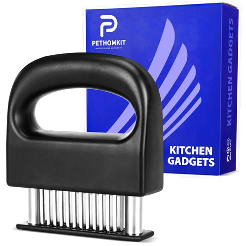 PETHOMKIT Meat Tenderizer Tool, 48 Stainless Steel Ultra Sharp Needle Blades Meat Tenderizer Stapler for Tenderizing Steak/Beef/Pork/Turkey/Fish/Poultry/Veal Marinade,Black