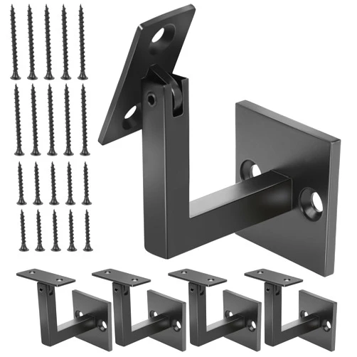 Onedaful Cuzofu 5 x 304 Stainless Adjustable Swivel Handrail Brackets , Matt Black Contemporary Square Stair Brackets for Indoor or Outdoor Staircase
