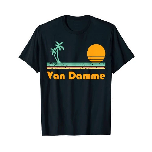 Vintage Surf Beach Sunset City Souvenir Vintage Van Damme Beach Sunset T-Shirt