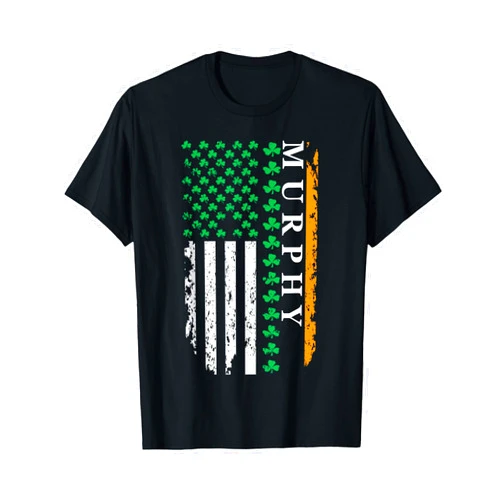 Parabolic Apparel Shamrock USA Flag St Patrick's Day Murphy T-shirt T-Shirt