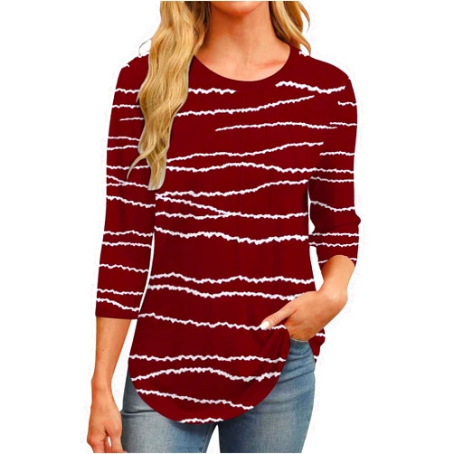 Kiosan Womens 3/4 Sleeve Tops Womens Crewneck Tee Shirts Women’S T Shirts 3/4 Sleeve Tee Shirts for Women Preppy Pink