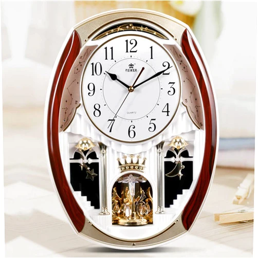 KELAOTE Musical Motion Wall Clock with Rotating Pendulum, Decorative Wall Clock with 18 Melodies.